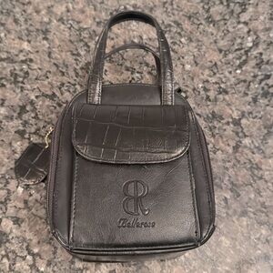 Belle Rose black mini satchel bag with strap EUC